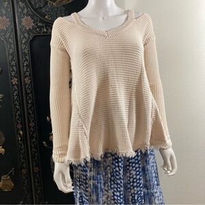 Free People Cream Knit Sweater